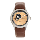 Heritor Automatic Antoine Semi-Skeleton Leather-Band Watch - Silver/Tan HERHR8505