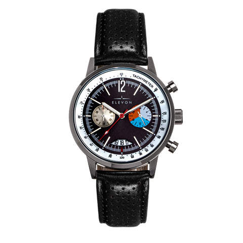 Elevon Torque Genuine Leather-Band Watch w/Date - Black - ELE125-2 ELE125-2