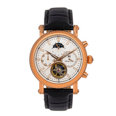 Heritor Automatic Barnsley Semi-Skeleton Leather-Band Watch - Rose Gold/White - HERHS1804 HERHS1804