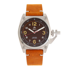 Shield Pascal Leather-Band Men's Diver Watch - Camel/Brown - SLDSH102-3