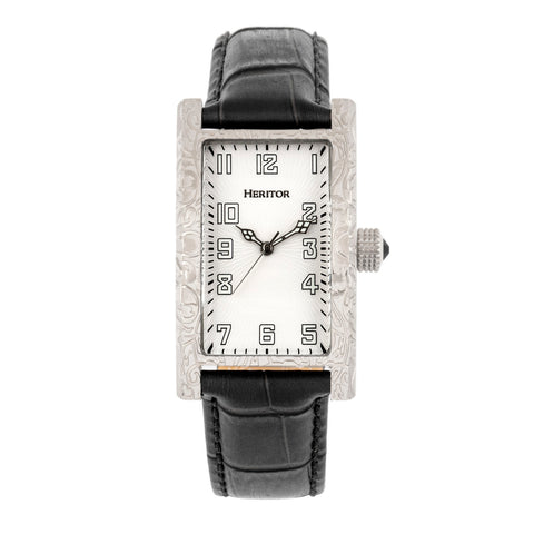 Heritor Automatic Jefferson Leather-Band Watch - Silver/White HERHR8802