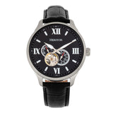 Heritor Automatic Harding Semi-Skeleton Leather-Band Watch - Silver/Black HERHR9002