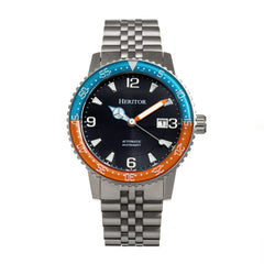 Heritor Automatic Dominic Bracelet Watch w/Date - Light Blue&Orange/Black HERHR9805