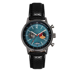 Elevon Torque Genuine Leather-Band Watch w/Date - Black/Teal - ELE125-4 ELE125-4