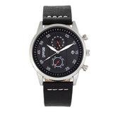 Breed Andreas Leather-Band Watch w/ Date - Silver/Black BRD8705