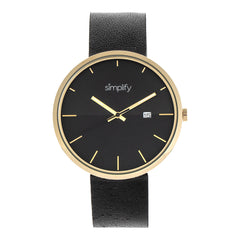 Simplify The 6400 Leather-Band Watch w/Date - Gold/Black SIM6404