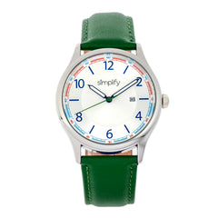 Simplify The 6900 Leather-Band Watch w/ Date - Green SIM6902