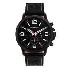 Morphic M86 Series Chronograph Leather-Band Watch - Black MPH8605