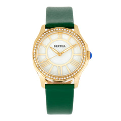 Bertha Donna Mother-of-Pearl Leather-Band Watch - Green BTHBR9803