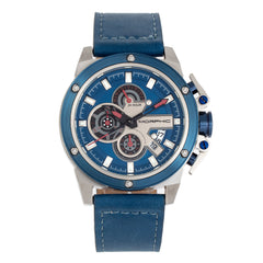 Morphic M81 Series Chronograph Leather-Band Watch w/Date - Blue/Silver  - MPH8102 MPH8102