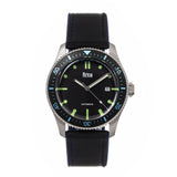 Reign Elijah Automatic Rubber Inlaid Leather-Band Watch W/Date - Black/Blue - REIRN6501 REIRN6501