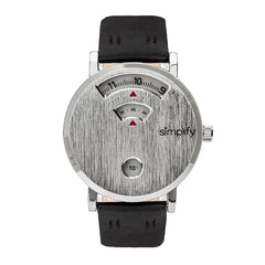 Simplify The 7000 Genuine Leather Watch - Silver/Black