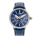 Heritor Automatic Mattias Leather-Band Watch w/Date - Silver/Blue  HERHR8403