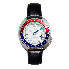 Heritor Automatic Pierce Genuine Leather-Band Watch w/Date - White/Red&Blue - HERHS1202 HERHS1202