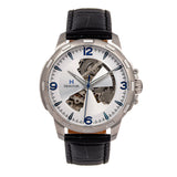 Heritor Automatic Theo Semi-Skeleton Leather-Band Watch - White - HERHS1701 HERHS1701
