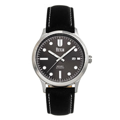 Reign Henry Automatic Canvas-Overlaid Leather-Band Watch w/Date - Gunmetal - REIRN6203 REIRN6203