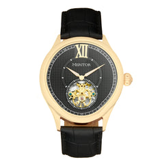 Heritor Automatic Hayward Semi-Skeleton Leather-Band Watch - Gold/Black HERHR9404