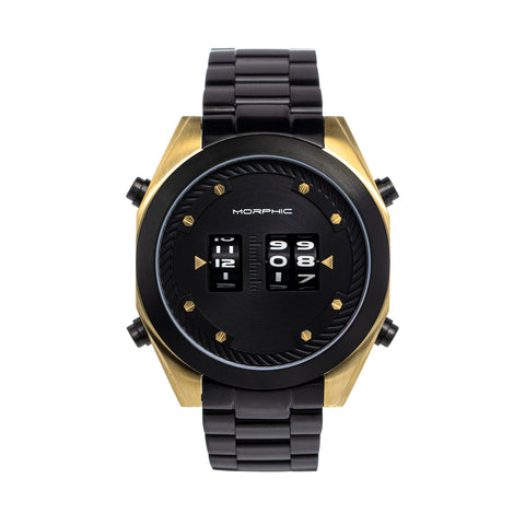 Morphic M76 Series Drum-Roll Bracelet Watch - Black/Gold - MPH7608 MPH7608