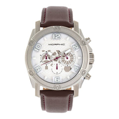 Morphic M73 Series Chronograph Leather-Band Watch - Silver MPH7301