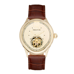 Heritor Automatic Hayward Semi-Skeleton Leather-Band Watch - Gold HERHR9405