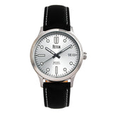 Reign Henry Automatic Canvas-Overlaid Leather-Band Watch w/Date - Silver - REIRN6201 REIRN6201