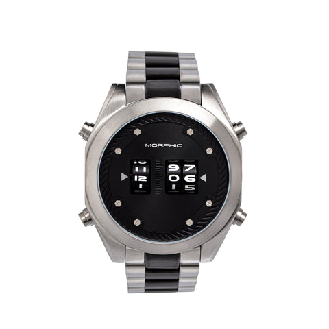 Morphic M76 Series Drum-Roll Bracelet Watch - Silver/Black - MPH7607 MPH7607