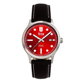 Reign Henry Automatic Canvas-Overlaid Leather-Band Watch w/Date - Red - REIRN6205 REIRN6205