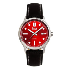 Reign Henry Automatic Canvas-Overlaid Leather-Band Watch w/Date - Red - REIRN6205 REIRN6205