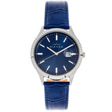 Elevon Concorde Leather-Band Watch w/Date - Silver/Blue  ELE115-3