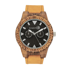 Earth Wood Hyperion Leather-Band Watch w/Day/Date - Olive - ETHEW5904 ETHEW5904