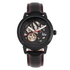 Reign Rudolf Automatic Skeleton Leather-Band Watch - Black/Red REIRN5904