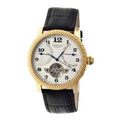 Heritor Automatic Piccard Semi-Skeleton Leather-Band Watch - Gold/Silver HERHR2003