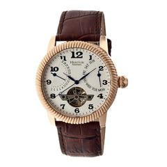 Heritor Automatic Piccard Semi-Skeleton Leather-Band Watch - Rose Gold/Silver HERHR2005