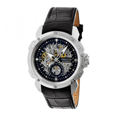 Heritor Automatic Conrad Skeleton Leather-Band Watch - Silver/Black HERHR2504
