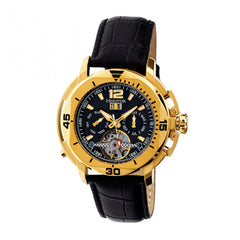 Heritor Automatic Lennon Semi-Skeleton Leather-Band Watch - Gold/Black HERHR2804