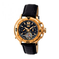 Heritor Automatic Lennon Semi-Skeleton Leather-Band Watch - Rose Gold/Black HERHR2806