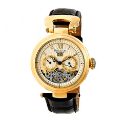 Heritor Automatic Ganzi Semi-Skeleton Leather-Band Watch - Gold/Silver HERHR3303