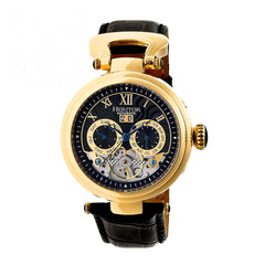 Heritor Automatic Ganzi Semi-Skeleton Leather-Band Watch - Gold/Black HERHR3304
