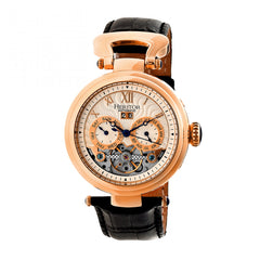 Heritor Automatic Ganzi Semi-Skeleton Leather-Band Watch - Rose Gold/Silver HERHR3305