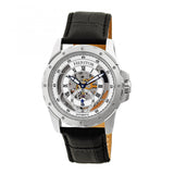 Heritor Automatic Armstrong Skeleton Leather-Band Watch - Silver HERHR3401
