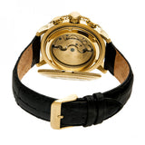 Heritor Automatic Aura Men's Semi-Skeleton Leather-Band Watch - Gold/White HERHR3505