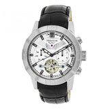 Heritor Automatic Hannibal Semi-Skeleton Leather-Band Watch - Silver HERHR4101
