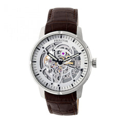 Heritor Automatic Ryder Skeleton Leather-Band Watch - Brown/White HERHR4603