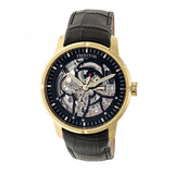 Heritor Automatic Ryder Skeleton Leather-Band Watch - Black/Gold HERHR4604