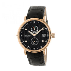 Heritor Automatic Leopold Leather-Band Watch w/Date - Rose Gold/Black
