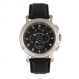 Heritor Automatic Kingsley Leather-Band Watch w/Day/Date - Silver/Black HERHR4808