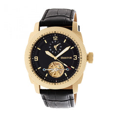 Heritor Automatic Helmsley Semi-Skeleton Leather-Band Watch - Gold/Black HERHR5007