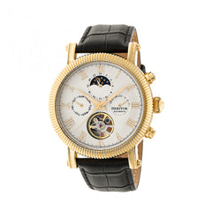 Heritor Automatic Winston Semi-Skeleton Leather-Band Watch - Gold/White HERHR5203