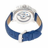 Heritor Automatic Bonavento Semi-Skeleton Leather-Band Watch - Silver/Blue HERHR5603
