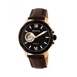 Heritor Automatic Bonavento Semi-Skeleton Leather-Band Watch - Rose Gold/Black HERHR5605